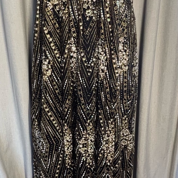 Hello Molly Black and Gold Strapless Maxi Dress - Picture 12 of 16